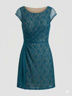 Jessica Simpson Women’s Short blue Floral laceLined Dress Size 4 zip up in back